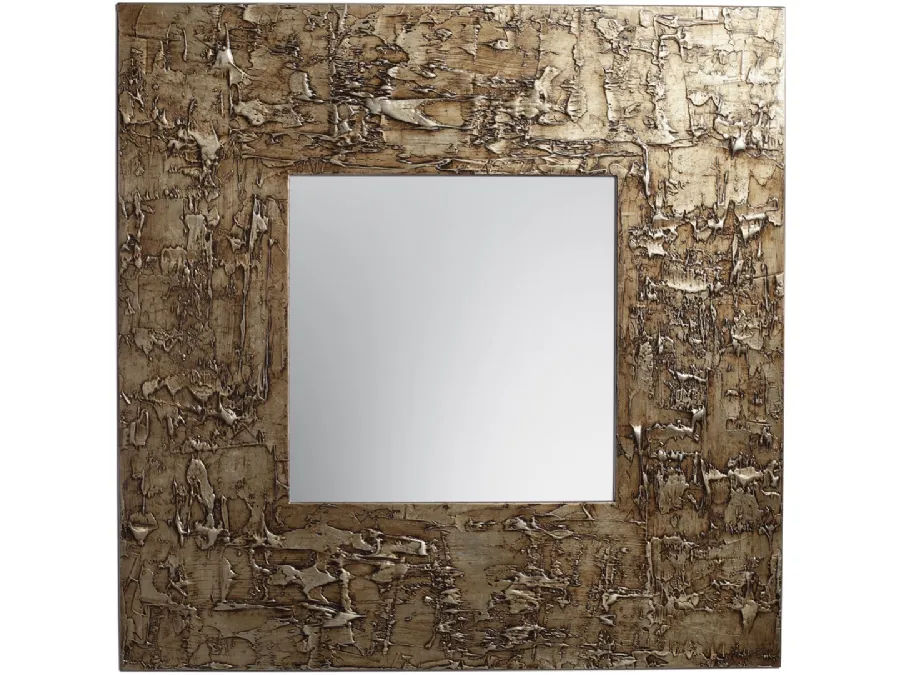 Specchio quadrato con cornice in legno decorata a mano Africa di Cantori