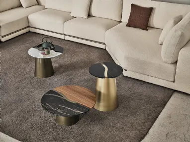 Tavolino Yang in SuperMarmo o SuperMarmo e legno di Bontempi