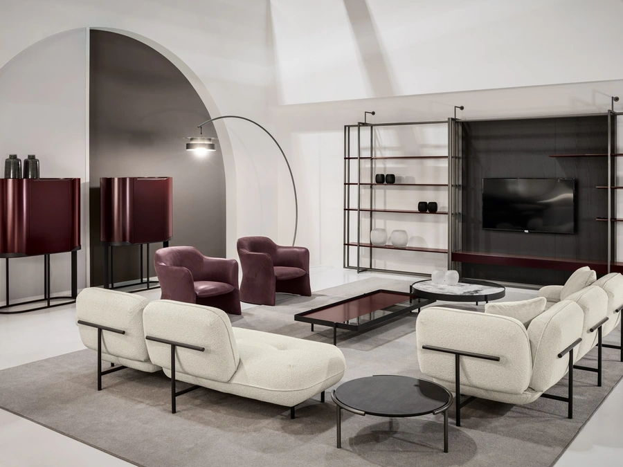 Tavolino Valley in marmo e vetro di Cantori