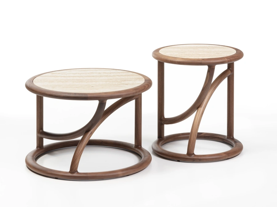 Tavolino in marmo e legno Flip di Porada