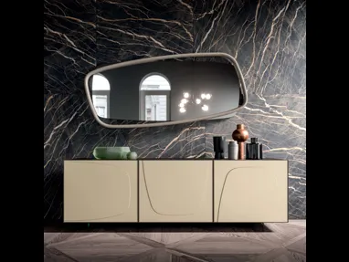 Specchio con cornice in legno Golden Wood di Ozzio