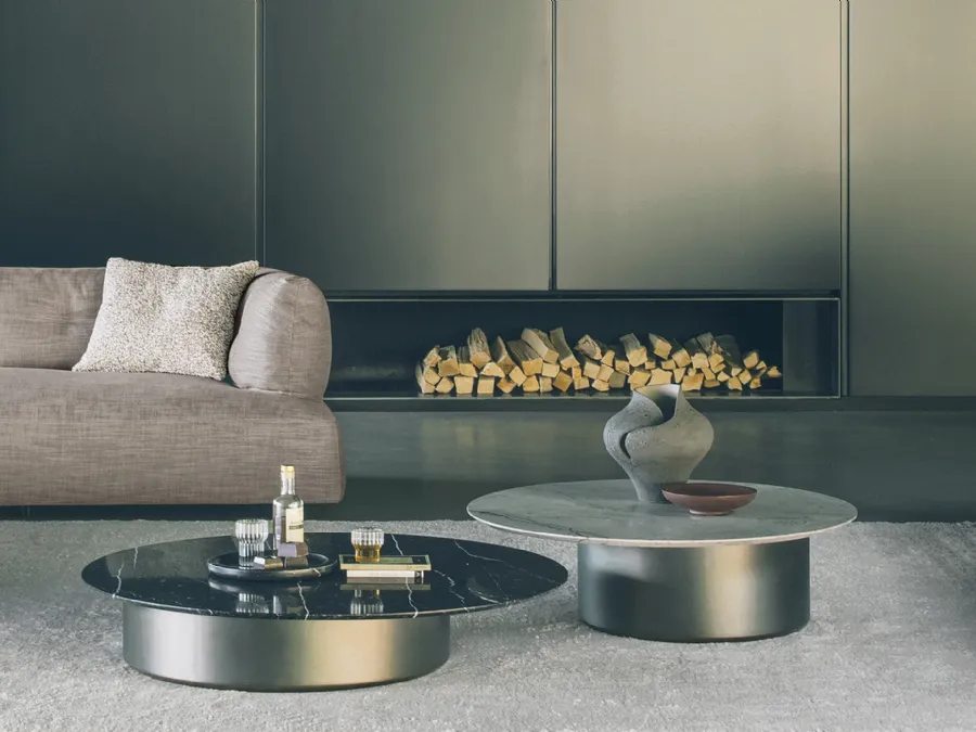 Tavolino rotondo con top in marmo Imae di Desirèe