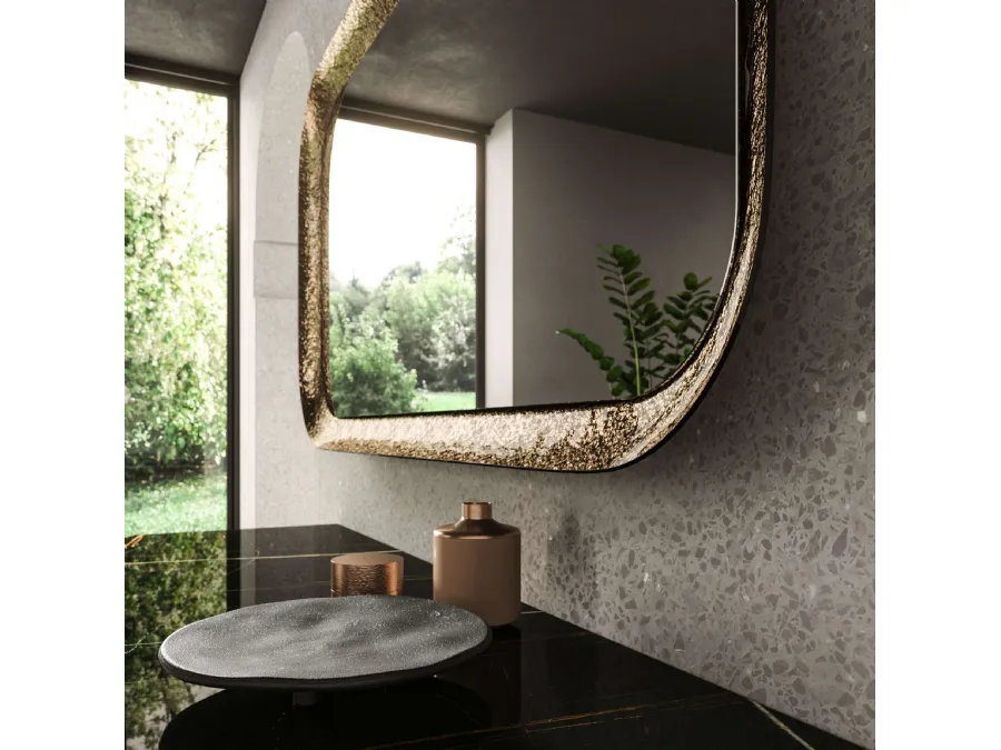 Specchio con cornice in vetro bocciardato Raggio di Ozzio