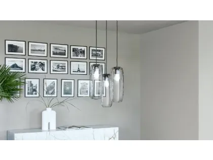 Lampada a sospensione in vetro soffiato trasparente Bio-s di Bonaldo