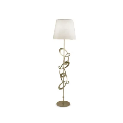 Lampada da terra in ferro piatto trafilato e paralume in tessuto Decò Piantana di Cantori