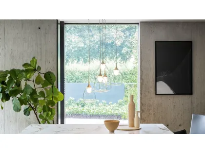 Lampada a sospensione in vetro pyrex e stelo metallico Gocce di Bonaldo