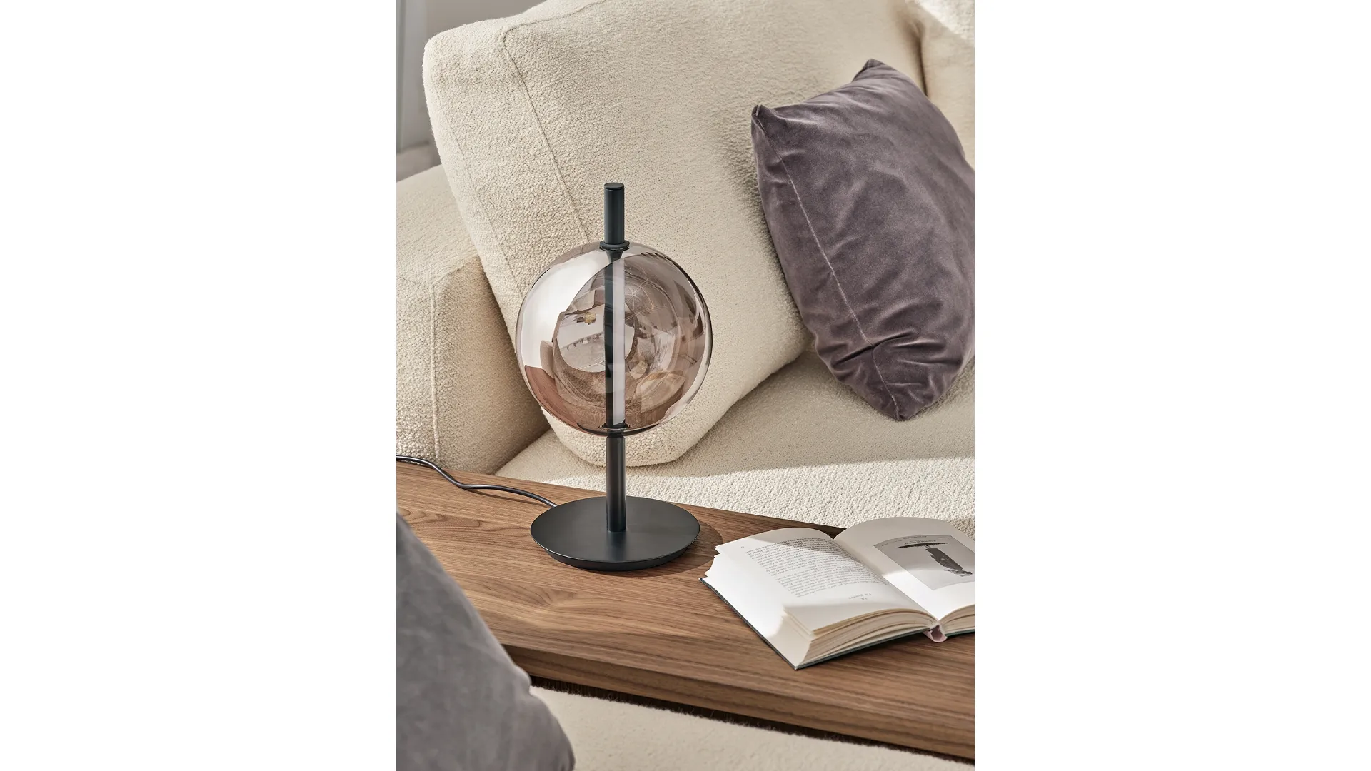 Lampada Sferatus da tavolo in vetro e acciaio di Bontempi