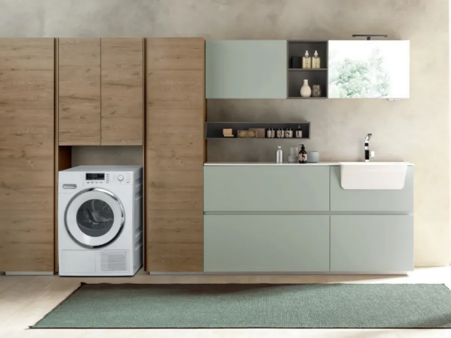 Mobile da Bagno Laundry System C09 in laccato opaco e melaminico di Baxar