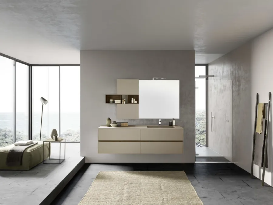 Mobile da Bagno sospeso M2 System C202 in laminato Castoro Ottawa di Baxar