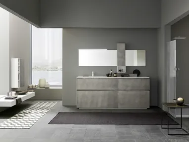 Mobile da Bagno sospeso M2 System C205 in laccato Metal Titanio di Baxar