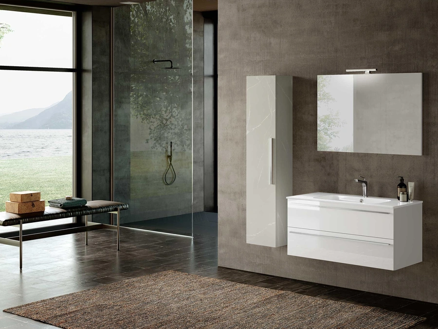Mobile da Bagno sospeso Block System Slim C40 di Baxar