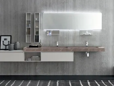 Mobile da Bagno sospeso M2 System C215 in laccato Grigio Chiaro opaco di Baxar