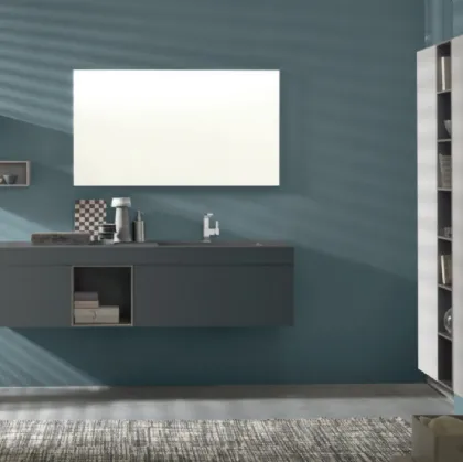 Mobile da Bagno sospeso M System C003 in laminato Grigio Londra di Baxar