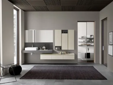 Mobile da Bagno sospeso M1 System C103 in Ecomalta con top in Gres porcellanato Calce Antracite di Baxar