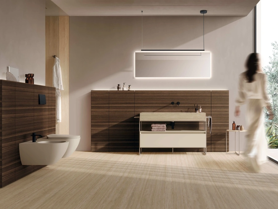 Mobile da Bagno M3 System 341 in laccato e legno di Eucalipto di Baxar