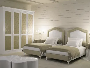 Cameretta componibile con due letti Romantic Junior 33R in laccato opaco bicolore di Halley 