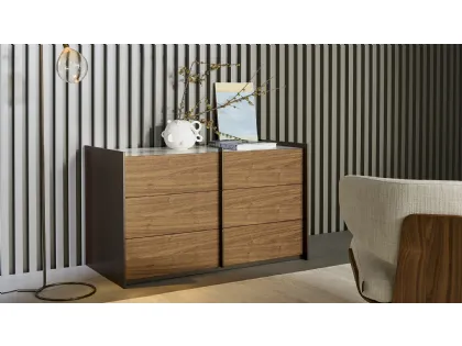 Comò Aureo con cassetti in legno e top in ceramica di Bonaldo