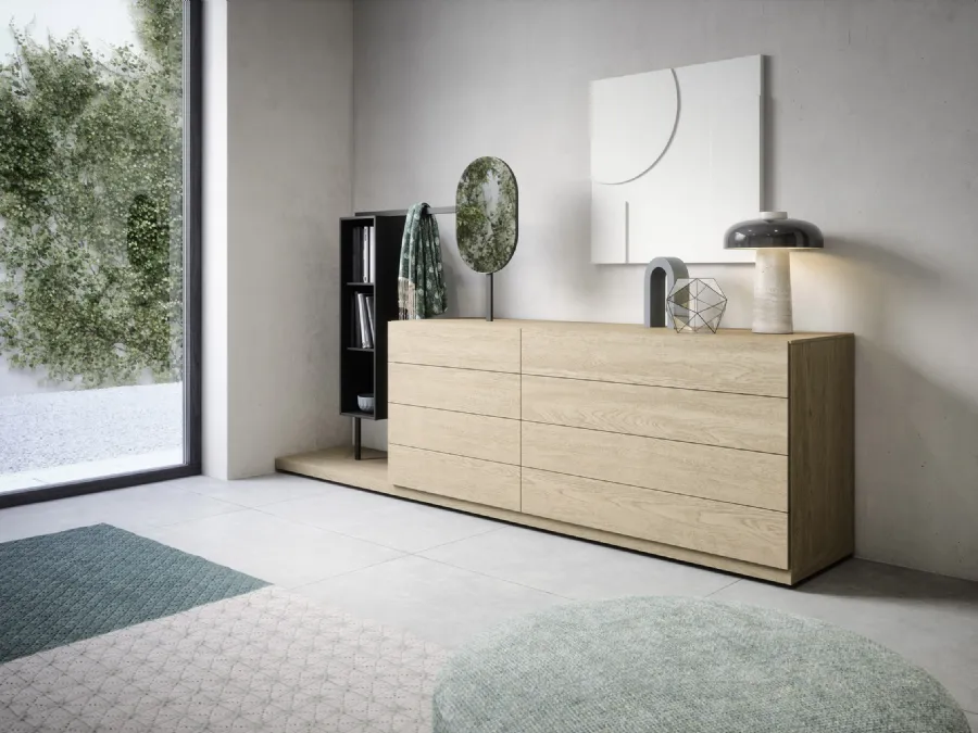 Comò Easy System in legno di Rovere impiallacciato di Novamobili