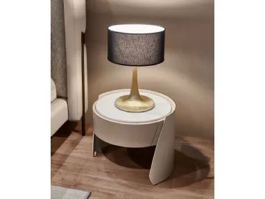 Comodino rivestito in cuoio con top in marmo Sharon di Cantori