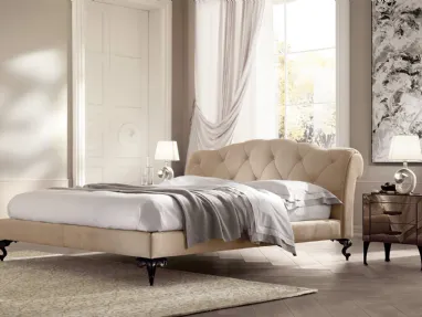 Letto con testiera imbottita e trapuntata George di Cantori