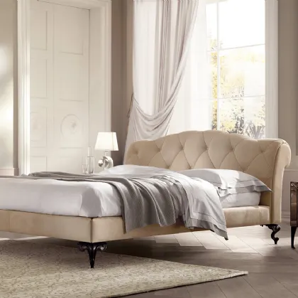 Letto con testiera imbottita e trapuntata George di Cantori