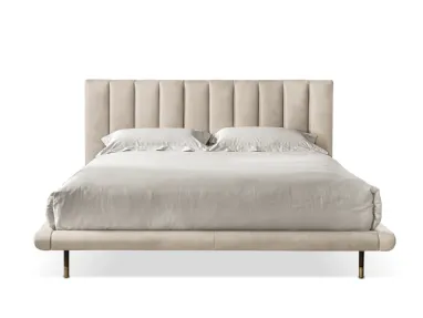 Letto Mirage Easy in pelle con testiera trapuntata di Cantori