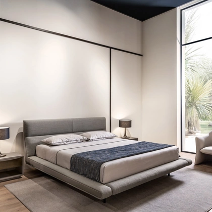 Letto Sharon in tessuto di lino di Cantori