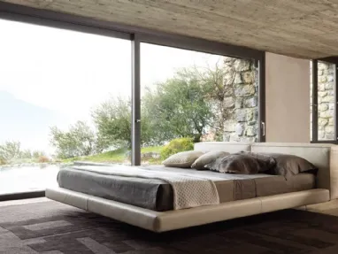 Letto in pelle con testiera dal design essenziale Zenith di Desirèe