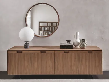 Madia con quattro ante battenti in legno con intarsio Matics 4 di Porada