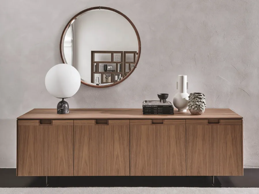 Madia con quattro ante battenti in legno con intarsio Matics 4 di Porada