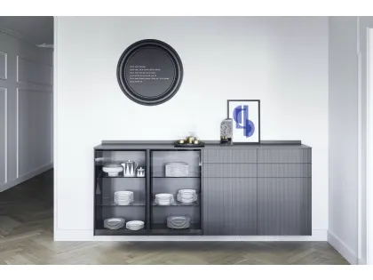 Mobile sospeso Madia Box 18 03 in laccato opaco e vetro di Novamobili