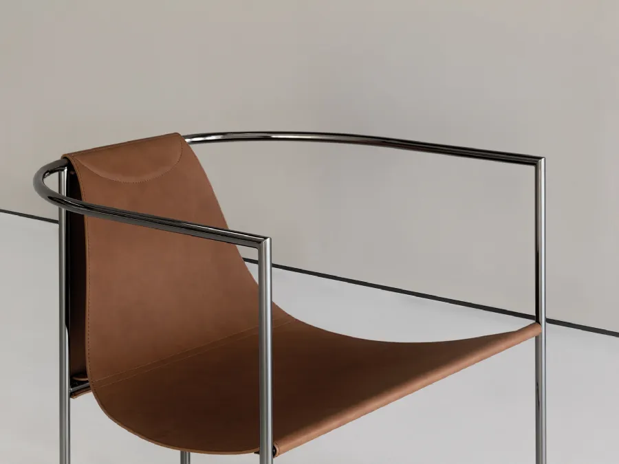 Poltroncina in metallo e pelle Jamiro di Cierre Imbottiti