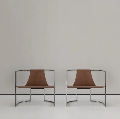 Poltroncina in metallo e pelle Jamiro di Cierre Imbottiti