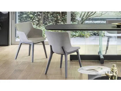 Sedia con o senza braccioli in tessuto con gambe in legno Artika di Bonaldo