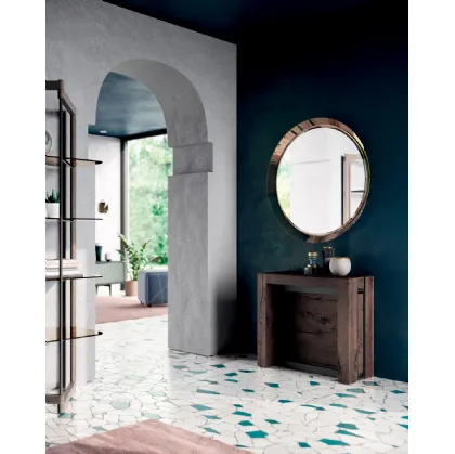 Consolle A4 allungabile in Rovere e metallo dotata di 4 prolunghe incorporate nella struttura di Ozzio