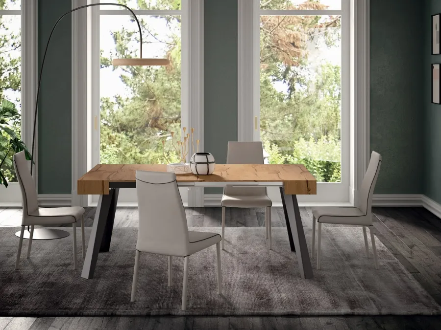 Consolle allungabile in rovere con base in metallo CO4L di Ozzio