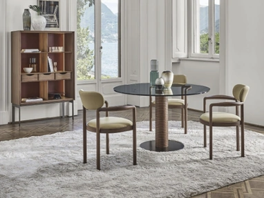 Tavolo rotondo in vetro Sansiro di Porada