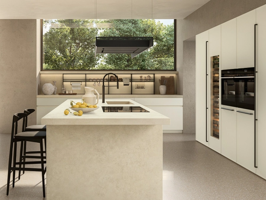 Cucina Design Antis Project 4 in laccato opaco Bianco e gres di Euromobil