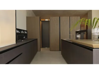 Cucina Design Antis Project 5 in materico Dekor e finitura Olmo Michelangelo di Euromobil
