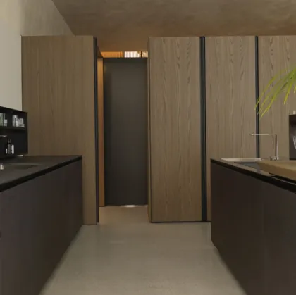Cucina Design con isola Antis Project 6 in laccato satin di Euromobil