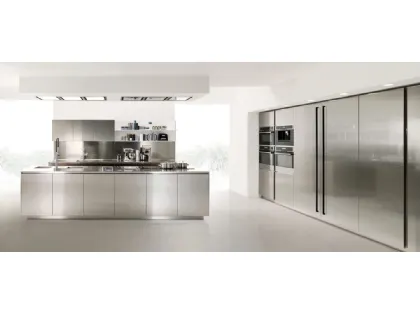 Cucina Design lineare in acciaio inox Free Steel di Euromobil