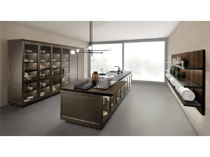 Cucina Design Filò Project 1 in laccato opaco ossidato e vetro di Euromobil