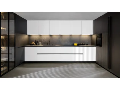 Cucina Design lineare Lain Project 2 in laminato bianco di Euromobil