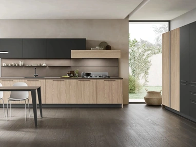 Cucina Moderna lineare Infinity 09 in Rovere e Pet di Stosa