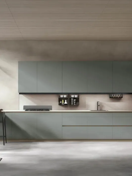 Cucina Moderna Infinity v21 in Infinity, Wood Grey e Materico Cemento di Stosa