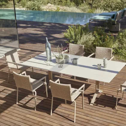 Sedia Key West uin alluminio intrecciata con sunrope di Roberti