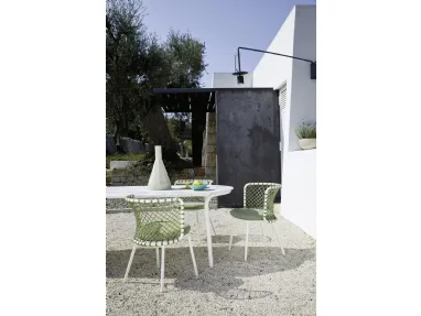 Sedia e tavolo ovale Charme in acciaio color bronzo di Roberti